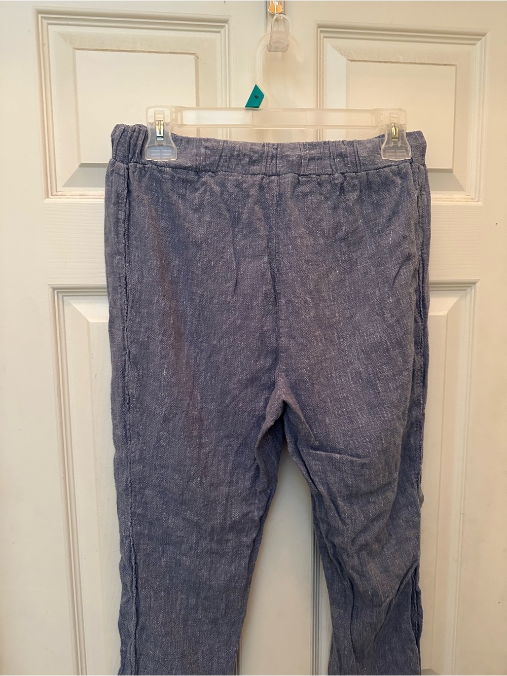 Light Blue Linen-Blend Drawstring Pants - Picture 6 of 9